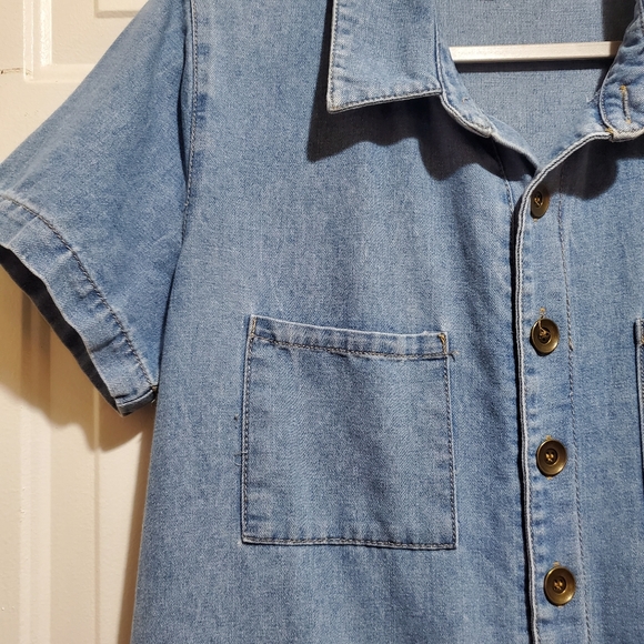 Lumière Lightwashed Distressed Denim Romper - Picture 5 of 12